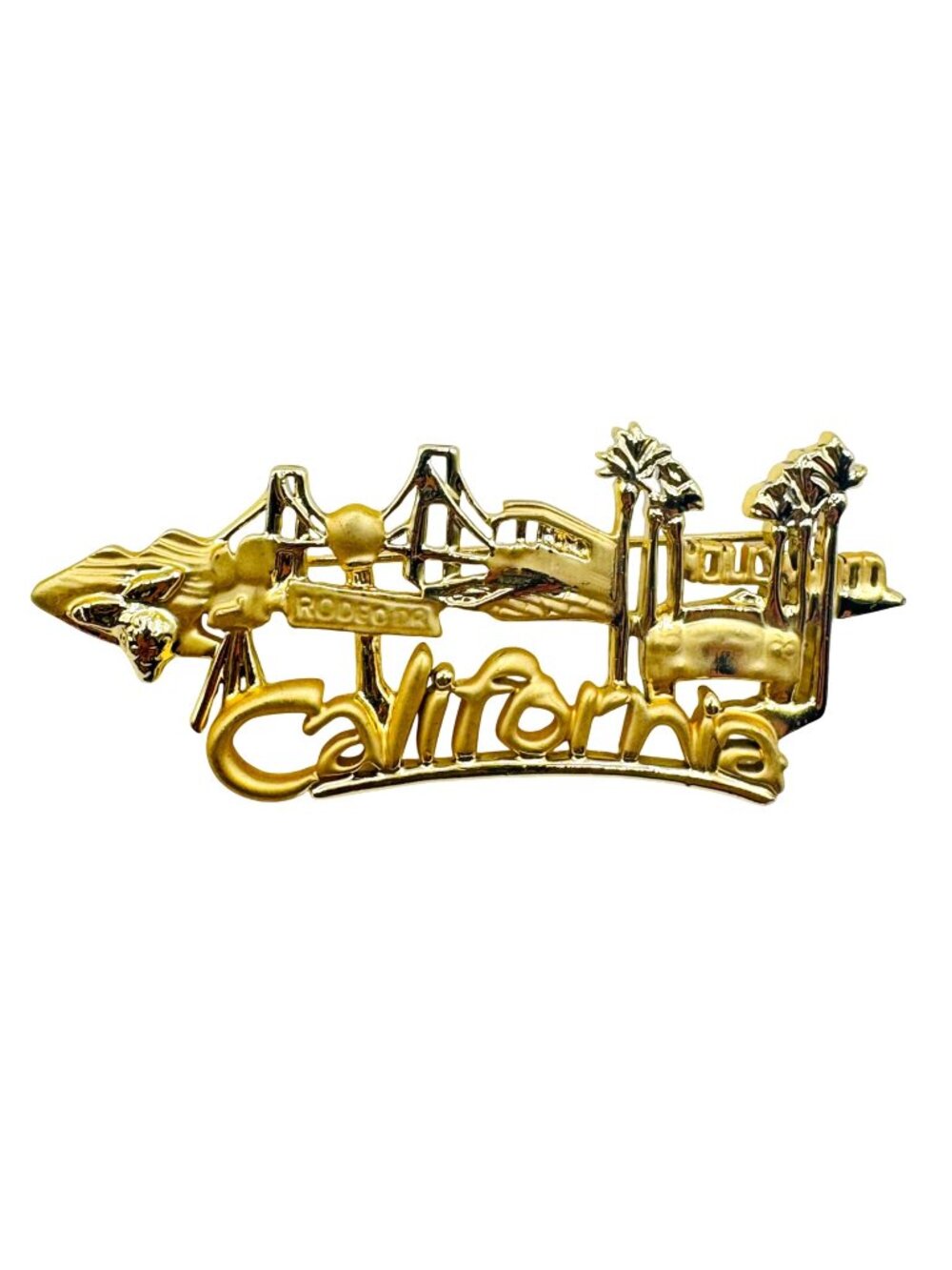 California Scenic Gold Tone Brooch Pin